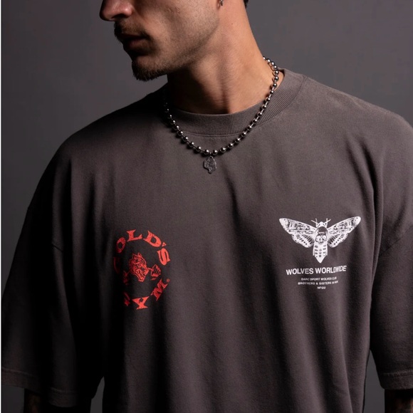 GOLD'S MOTH "PREMIUM" OVERSIZED TEE IN WOLF GRAY - Picture 4 of 4